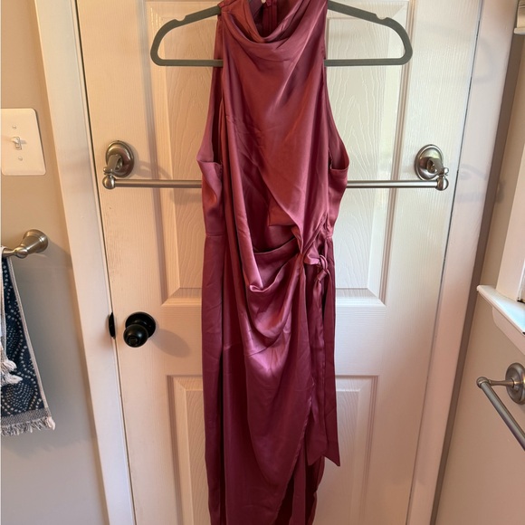 Hello Molly Berry Color Satin Midi Dress - Picture 3 of 5